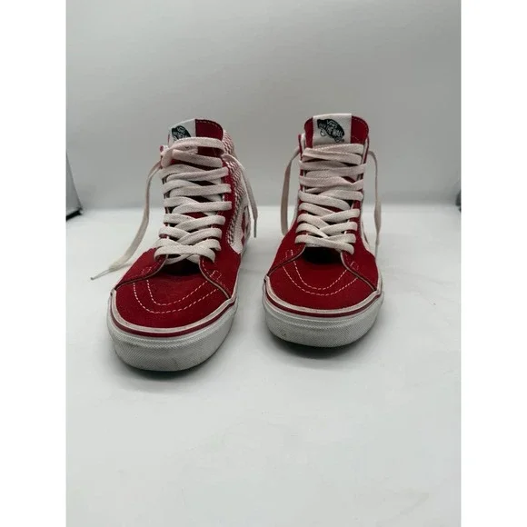 Vans Old Skool Hi-Top Sneakers US M 6.5/ W 8.0Red Check Lace Up Skateboard Shoes - Picture 4 of 10